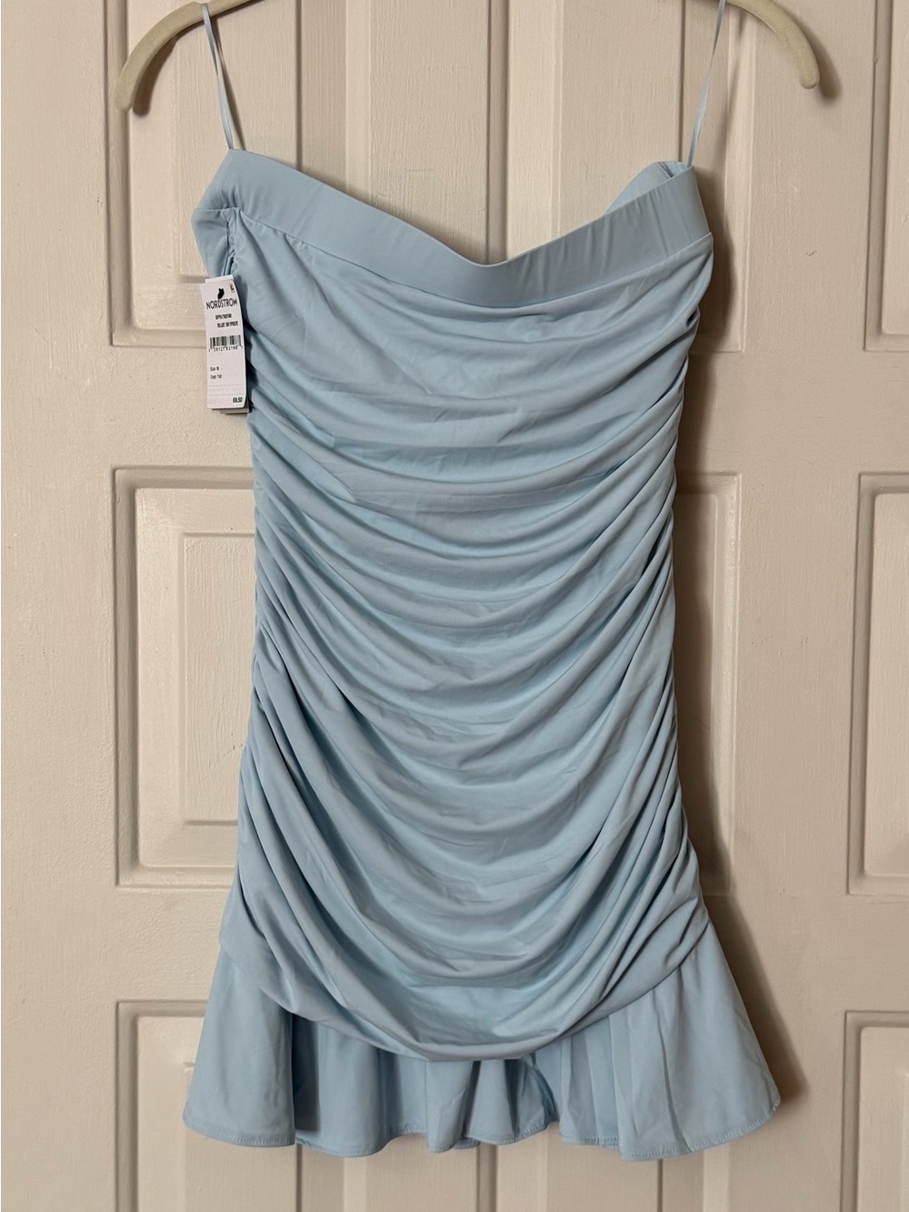 NWT BP Nordstrom Strapless Ruffle Mini Dress Pastel Blue Medium